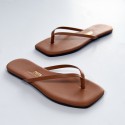 TKEES Kadın Camel Kare Burun Terlik TK-1012