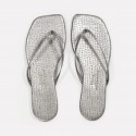 TKEES Kadın Crocodile Silver Kare Burun Terlik TK-1017