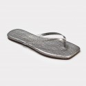TKEES Kadın Crocodile Silver Kare Burun Terlik TK-1017