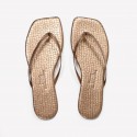TKEES Kadın Crocodile Gold Kare Burun Terlik TK-1018