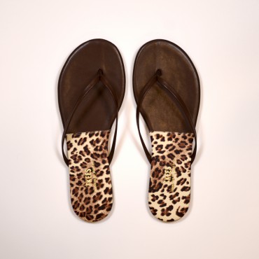 TKEES Kadın Leopar/Kahverengi Parmak Arası Terlik TK-2125